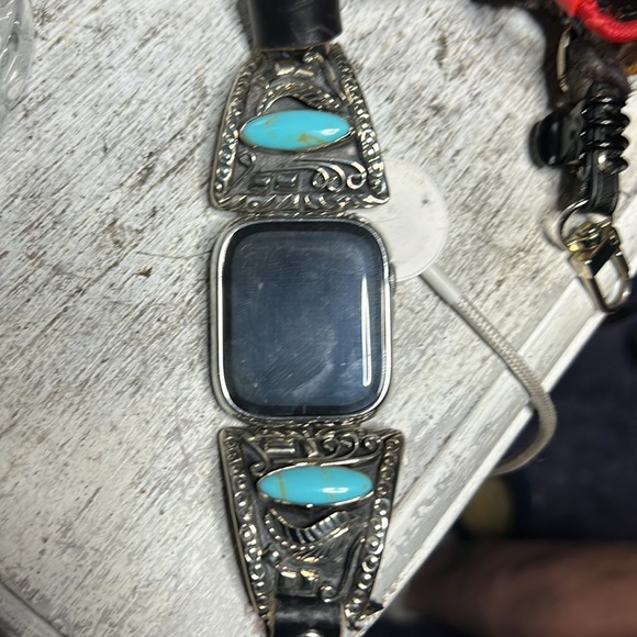 APPLE WATCHBAND SS/Turquoise Native American - Picture 3 of 9